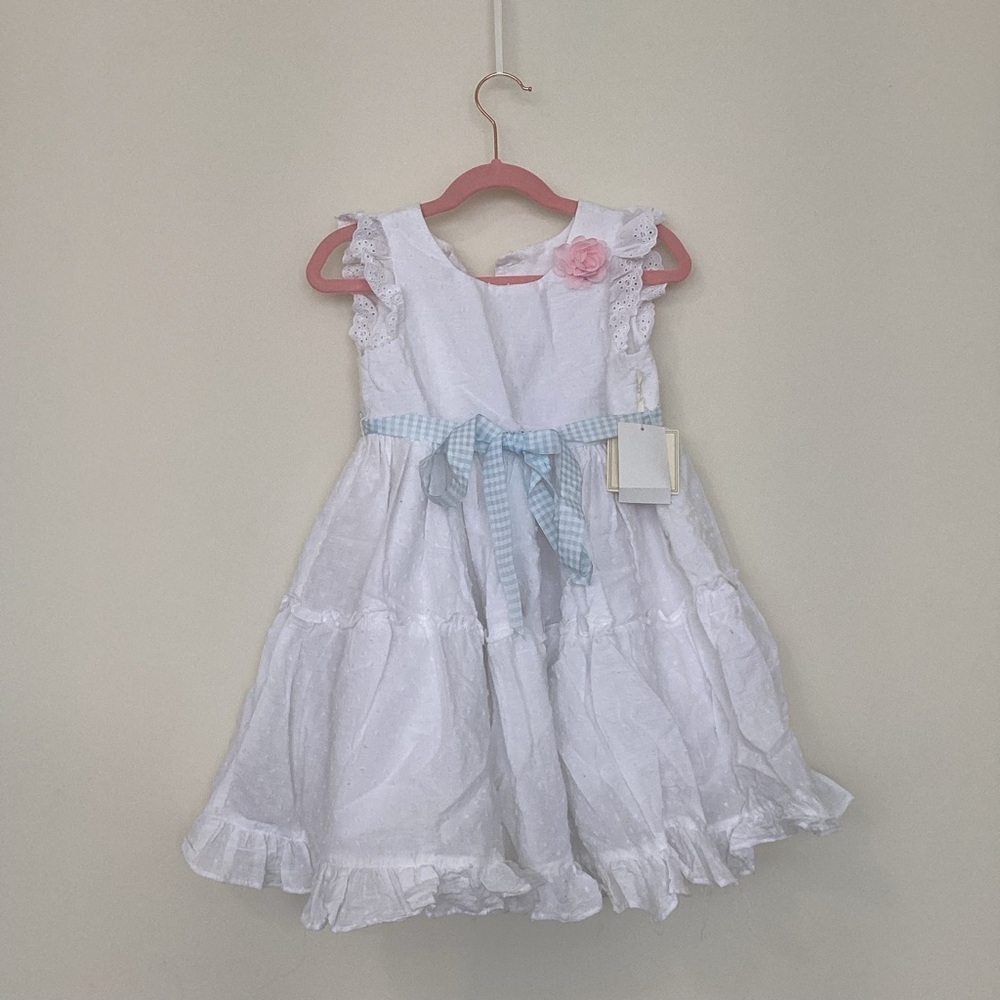 Laura Ashley white ruffle Swiss dot dress size girls 4
